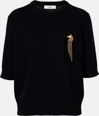 Chlo&eacute; Embellished wool and cashmere sweater