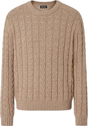 Ermenegildo Zegna Round-neck Truien - Heren - Ronde hals truien - Beige - XL - Truien & Vesten