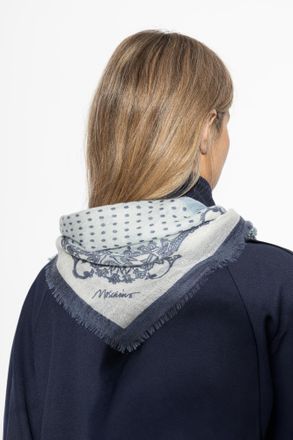 Moschino Cashmere Scarf With Print, Unisex, Blue