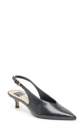 Dolce Vita Alenna Slingback Pointed Toe Kitten Heel Pump in Noir Embossed Leathe at Nordstrom Rack, Size 6.5