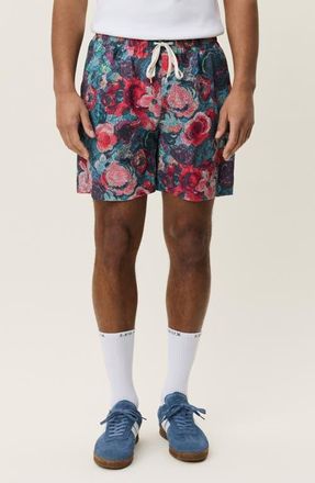 Les Deux Bouquet Floral Jacquard Swim Trunks in Blue Multi at Nordstrom, Size X-Large