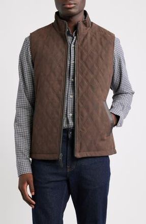 Johnston & Murphy Upton Quilted Reversible Vest in Dark Brown/Navy Plaid at Nordstrom Rack, Size X-Large