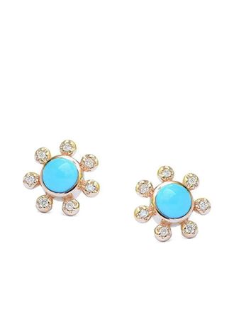 Anzie 14K yellow gold Turquoise Dew Drop Étoile stud earrings - women - 14kt Yellow Gold/Diamond/Turquoise - One Size