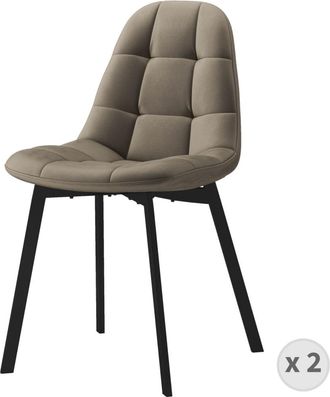 Moloo Silla de terciopelo topo claro y metal negro (x2)