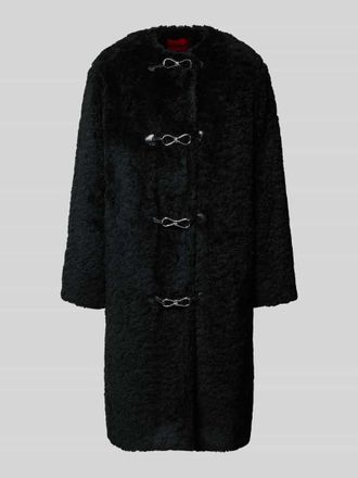 HUGO BOSS Regular Fit Teddy-Mantel mit Klickverschluss Modell MELJA in Black, Gr&ouml;&szlig;e 34