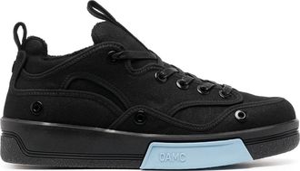 OAMC logo-print tongue sneakers - men - Polyester/Fabric/Cotton/Calf Leather/Rubber - 42.5 - Black