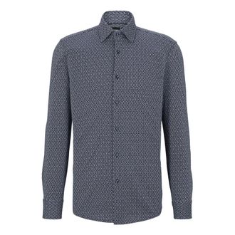 HUGO BOSS Hugo, Casual Shirts, male, Blue, Size: S Relaxed-fit shirt with seasonal logo print