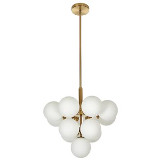 Beliani L&aacute;mpara De Techo De Metal Lat&oacute;n Blanco 99 Cm Colgante 13 Luces Globos Birrie