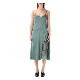 Acne Studios Midi Dresses, female, Green, Size: L Satin Slip Dress