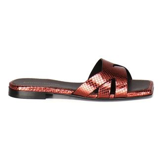 Giuliano Galiano Sliders, female, Red, Size: 7 US Blue Flat Sandals Square Open Toe