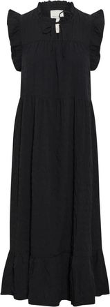 Part Two Zwarte Vrouwelijke Jurk met Ruchedetails - Dames - Casual kleedjes - Zwart - M - Kleedjes