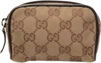 Gucci Pre-owned Mini Bags, female, Beige, Size: ONE SIZE Pre-owned Canvas Pouch