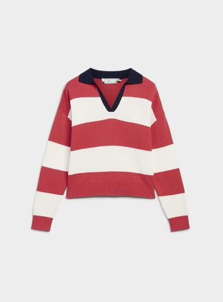 Contemporaine Womens Rugby stripes Johnny-collar sweater