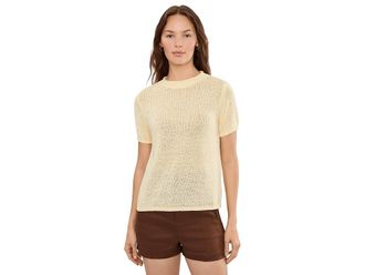 525 america Faye Rolled Edge Sweater T-Shirts Womens Sweater Lemon Icing : LG, Cotton/Linen/Nylon