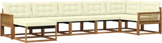 vidaXL Conjunto De Sof&aacute;s De Exterior 7 Uds. Natural Y Crema Vidaxl