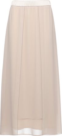 PESERICO Ivory Midi Skirt With Volant Layers And Light Point Embellishments