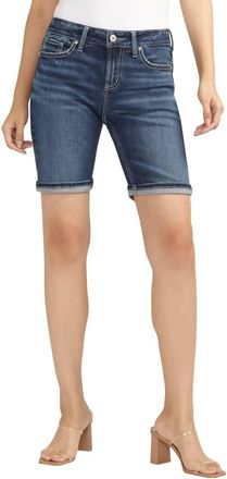 Silver Jeans Co Suki Mid Rise Curvy Fit Bermuda Short In Dark Wash