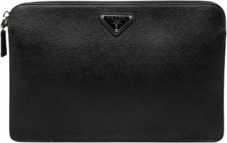 Prada Pre-owned Clutches, female, Black, Size: ONE SIZE Pre-owned Saffiano Clutch