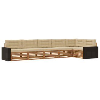 vidaXL Conjunto De Sof&aacute;s De Exterior 6 Pcs Natural Y Beige Vidaxl