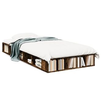 Berkfield Home Bed Frame without Mattress Smoked Oak 75x190 cm Small Single in Brown
