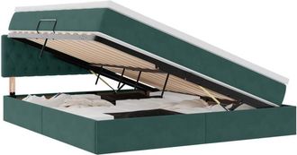 vidaXL Bed with Mattress with Headboard Dark Green 180 x 200 cm Velvet vidaXL