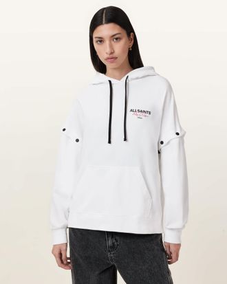 AllSaints Womens Cotton Amore Amphie Embroidered Hoodie, Size: XS