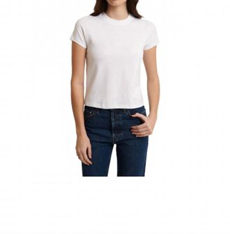 Patrick Assaraf Pima Stretch Short Sleeve Baby Tee In White