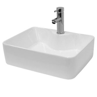 ECD Germany Lavamanos rectangular de ceramica blanca sobre encimera