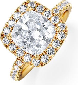 The Diamond Store 2.60ct Beatrice Lab Diamond Halo Engagement Ring in 18K Gold F/VS1