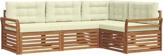 vidaXL Conjunto De Sof&aacute;s De Exterior 4 Uds. Natural Y Crema Vidaxl