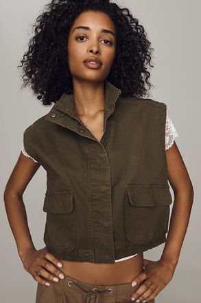 Dolan Washed Twill High Neck Vest Jacket
