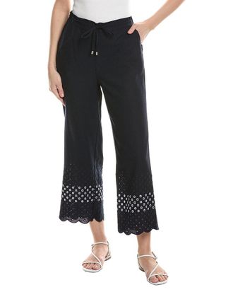 Ellen Tracy Pull On Cropped Linen-Blend Pant