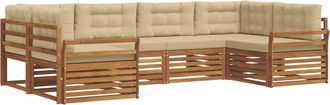 vidaXL Conjunto De Sof&aacute;s De Exterior 6 Uds. Natural Y Beige Vidaxl