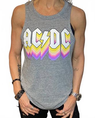 Chaser Acdc Graphic Tank Top In Heather Grey