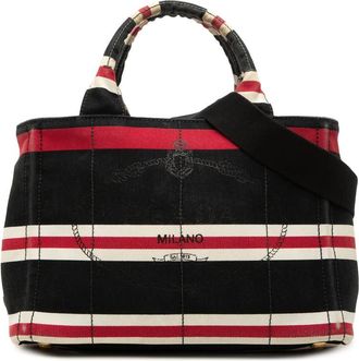 Prada Pre-owned Prada Small Canvas Canapa Logo Stripes Tote Ladies 3K862W6NKS8C01SZ