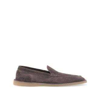 Dolce & Gabbana Loafers, male, Gray, Size: 7 US Suede Block Heel Moccasins