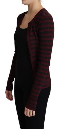 Dolce & Gabbana Womens Striped Viscose Cardigan Black Polyester Clothing