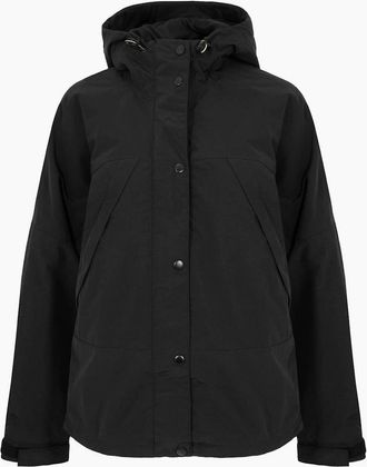 Timberland Womens Winnick Solid Patterned Hooded Snap Button Rain Jacket - Black - Size: 12