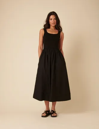 Nobody's Child Black Colorado Skater Midi Dress