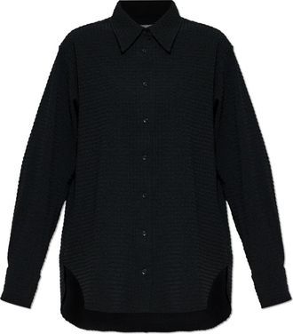 Hunza G Oversized Seersucker Overhemd - Dames - Overhemden - Zwart - S/M - Polyester - Overhemden