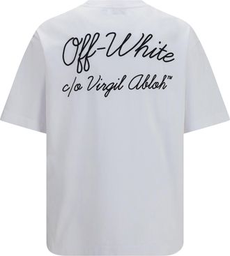 Off-white Mens Script Logo Skate T-Shirt White Cotton T-Shirts And Polos