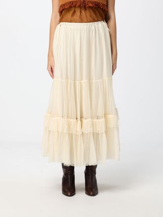 Chlo&eacute; High-Waisted A-Line Silk Midi Skirt with Elasticated Waist