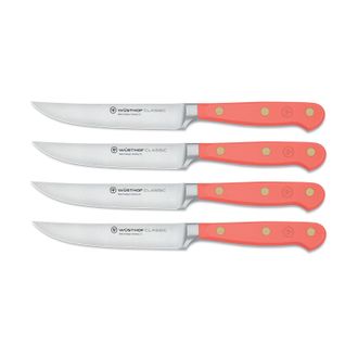 W&uuml;sthof Classic 4 Piece Steak Knife Set, Coral Peach
