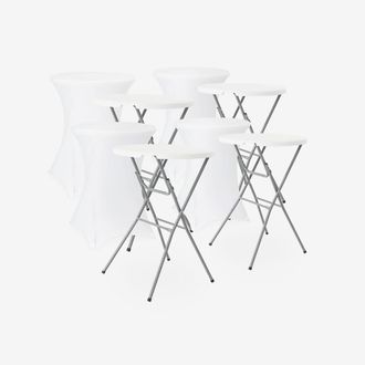Sweeek Folding Steel High Reception Table With Protective Cover (set Of 4) in White