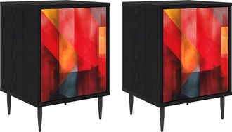 vidaXL Mesa De Noche Heesch 2 Uds. Roble Negro 36 X 33 X 51 Cm Vidaxl
