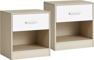 Vasagle 2 mesitas de noche de 28 x 39 x 41 cm de color beige y blanco