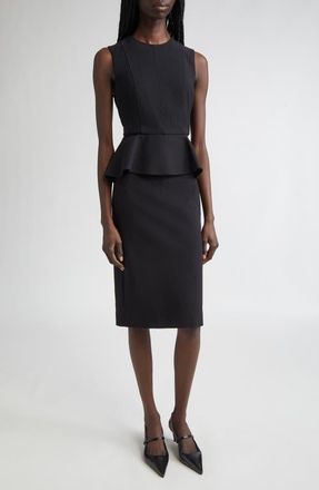 Max Mara Cosmos Sleeveless Knit Peplum Dress in Black at Nordstrom, Size 14