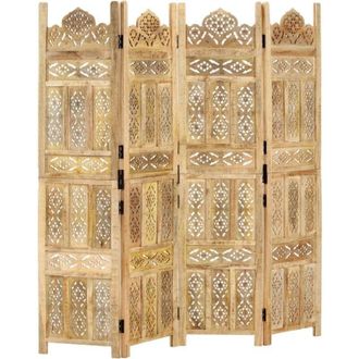 vidaXL Biombo Sculp. Mano 4 Paneles 160x165cm Mangueira Mangueira - 198355