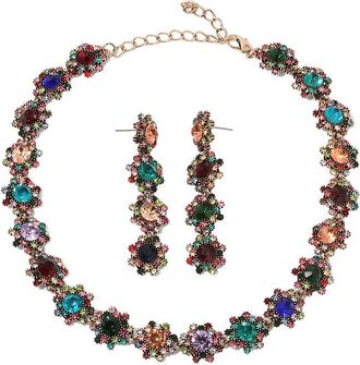 Eyecandy LA Eye Candy La Glass Crystal Statement Necklace + Earring