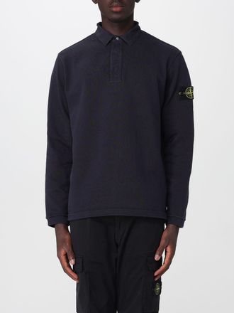 Stone Island Polo a maniche lunghe in jersey di cotone con logo Compass